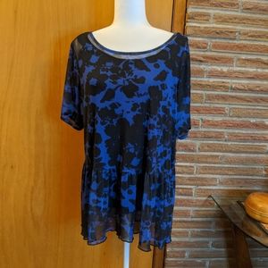 Worthington Woman Floral Overlay Peplum top Sz. 1X